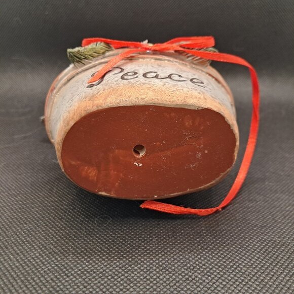 Christmas Peace Bird-5 " Tall - Table Decor-Painted Clay - Picture 5 of 9